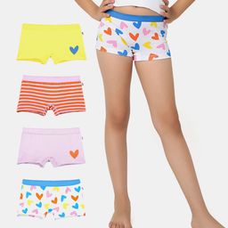 Plan B Cotton Elastane Pack Of 4 Heart & Striped Bloomers - Multi Colour-image-55