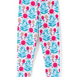 CrayonFlakes Full Length Floral Printed Super Stretch Leggings - Off White-image-82