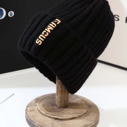 Tipy Tipy Tap Beitefen Text Patch Designed Beanie Cap - Black-28