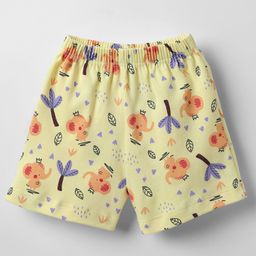 Child World Interlock Knee Length Shorts With Elephant Print - Lemon Yellow-image-51