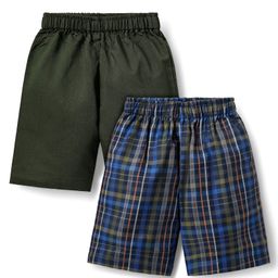 Rikidoos Pack Of 2 Solid & Checked Boxers - Green & Blue-15