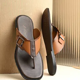 knoos Men Textured Ethnic Laser Cuts Open Toe Flats-picture-9
