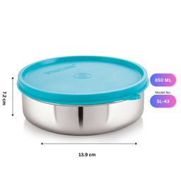 Steel Lock Flex Stainless Steel Container/Dabba with Lid Airtight for Food Storage, Easy to Carry, Leak Proof and Stackable (SL-43/850 ml) Turquoise. image 3