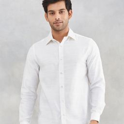 Fabindia Men Solid Spread Collar Formal Shirt-image-43