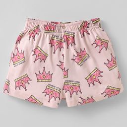 CUCUMBER Sinker Knit Above Knee Length Shorts With Heart & Floral Print Pack of 3 - Blue & Pink image 4
