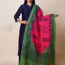 Unnati Silks Ethnic Motifs Printed Cotton Silk Dupatta-55