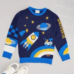 Pantaloons Junior Boys Navy Acrylic Textured Sweater-image-82