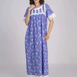 Moomaya Purple Printed Night Gown-image-68