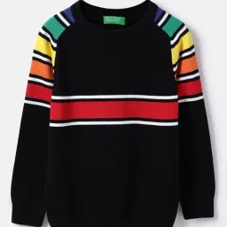 United Colors Of Benetton Boys Black Cotton Regular Fit Striped Sweatshirt-picture-40