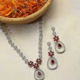 Zeneme Rhodium Plated AD Studded Jewellery Set-picture-37