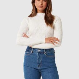Forever New Blue Self Full Sleeves Jumper-image-94