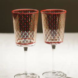 Pure Home and Living Red Glass Printed Wine Glasses-image-45