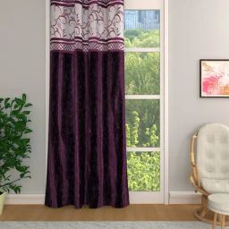 Romee Purple Jaquard Floral Curtains and Sheers-picture-42