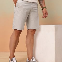 Mast & Harbour Men Solid Cotton Regular Fit Shorts-image-49
