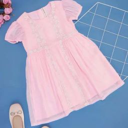 Pantaloons Junior Kids Pink Embroidered Dress-image-73