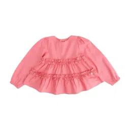 Angel & Rocket Kids Maisie Coral Cotton Self Pattern Top-image-13