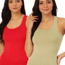 Lady Lyka Multicolor Cotton Camisole (Pack Of 2)-picture-44