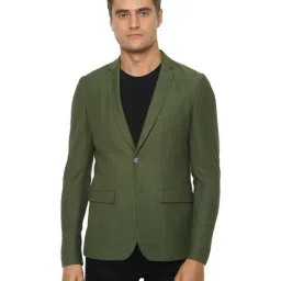 Louis Philippe Green Striped Notched Lapel Blazer-picture-23