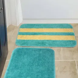 HOSTA HOMES Turquoise Microfibre 400 GSM Anti-Skid Bath Mats - Set of 2-27