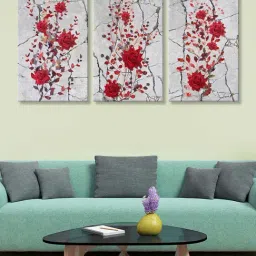 999Store Red & Grey Roses Art 3 Frame Canvas Paintings-4