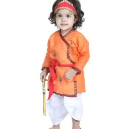 BownBee Kids Orange Cotton Patch Work Kurta & Dhoti-picture-25