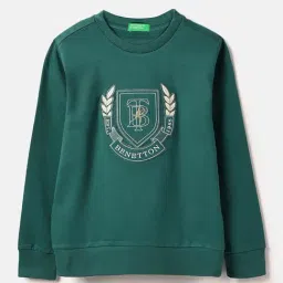 United Colors Of Benetton Boys Green Cotton Regular Fit Embroidered Sweatshirt-picture-41