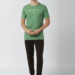 Peter England Green & Brown Cotton Regular Fit Logo Printed T-Shirt & Joggers-image-75