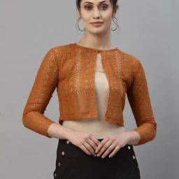 Style Quotient Brown Self Design Crop Shrug-image-90