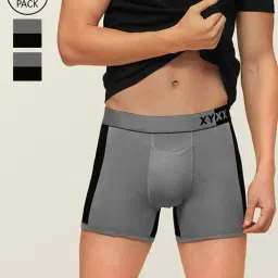 XYXX Grey & Black Trunks - Pack of 3-image-28