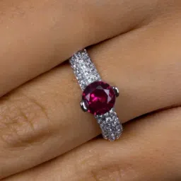 925 Silver Red Ruby and American Diamond Eternity Solitaire Ring for Women & Girls-25