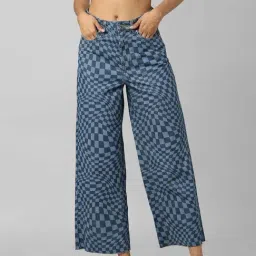 Only Blue Check Lightly Washed Jeans-image-27