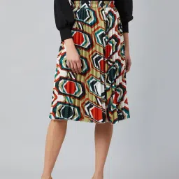 Rare Multicolor Printed A-Line Midi Skirt-picture-2