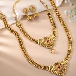 Peora Combo of Golden Bridal Jewellery Set with Waist Belt for Women-image-36