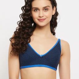 Clovia Blue Printed Half Coverage Non-Wired T-Shirt Bra-image-98