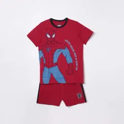 Fame Forever by Lifestyle Kids Red Spiderman Print T-Shirt with Shorts-image-3