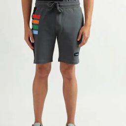United Colors of Benetton Grey Cotton Regular Fit Printed Shorts-image-8