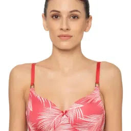 Triumph Red Printed Half Coverage T-Shirt Bra-28