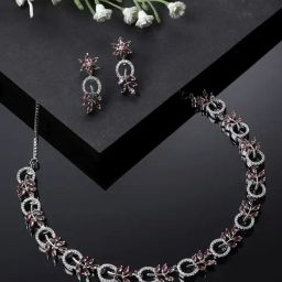 Zeneme Rhodium Plated AD Jewellery Set-5