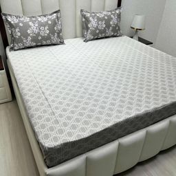 Pure Decor Royal Majestic Grey Printed Pure Cotton 380 TC King Bedsheet Set 2.74m x 2.74m-image-64