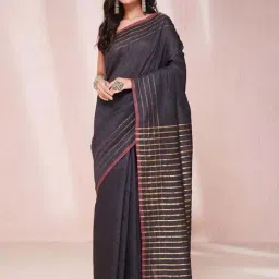 Fabindia Black Woven Saree-image-56