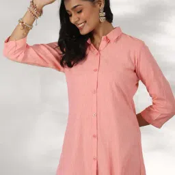 Libas Peach Self Pattern Shirt image 3