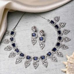 Zeneme Rhodium Plated AD Studded Jewellery Set-image-84