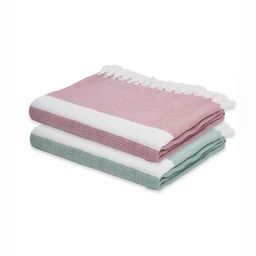 The Bath Community Peach-Coloured & White 2 Pieces Cotton 225 GSM Bath Towels-15