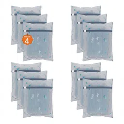 Aura 12-Pcs White Printed Reusable Laundry Bags With Zip-image-71