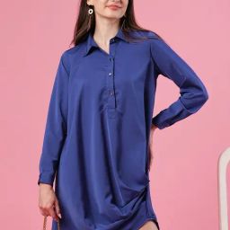 Globus Blue Relaxed Fit A Line Dress-image-72