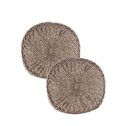 ROMEE Set Of 2 Beige & Brown Self-Design Round Cushions image 2