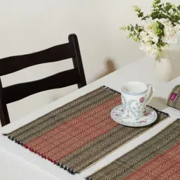 Fabindia Red & Black Natural Fibre Woven Placemat - Set of 6-picture-16