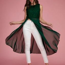 Miss Chase Green Self Design Maxi Top-image-58