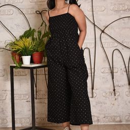 TeenTrums Girls Printed Shoulder Straps Smocking Cotton Basic Jumpsuit-image-56