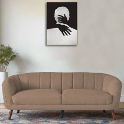 Febonic Cookie Beige Neem Wood Benjamin 3 Seater Sofa-image-42